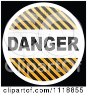 Poster, Art Print Of Round Danger Hazard Stripes Icon On Black