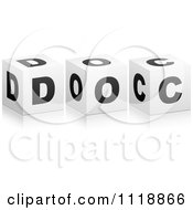 Clipart Of 3d Black And White DOC Boxes With A Reflection Royalty Free Vector Illustration