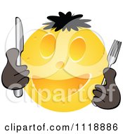 Poster, Art Print Of Happy Cheese Ball Face Holding Silverware