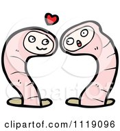 Cartoon Pink Earth Worm Pair In Love Royalty Free Vector Clipart by lineartestpilot