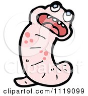Cartoon Frightened Pink Earth Worm Royalty Free Vector Clipart