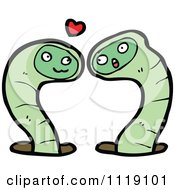 Poster, Art Print Of Green Earth Worm Pair In Love