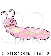 Cartoon Of A Pink Caterpillar 1 Royalty Free Vector Clipart by lineartestpilot