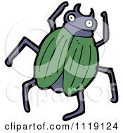 Cartoon Of A Green Beetle 1 Royalty Free Vector Clipart