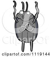 Cartoon Of A Gray Beetle 1 Royalty Free Vector Clipart by lineartestpilot