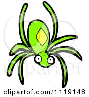 Cartoon Of A Green Spider Royalty Free Vector Clipart by lineartestpilot