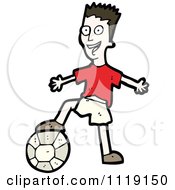 Vector Cartoon Of An Energetic Soccer Player Man Resting His Foot On A Ball Royalty Free Clipart Graphic by lineartestpilot
