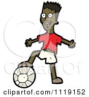 Poster, Art Print Of Energetic Black Soccer Player Man Resting His Foot On A Ball