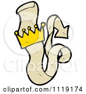 Clipart Of A Tan Arrow Ribbon With A Crown Royalty Free Vector Illustration