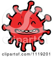 Vector Cartoon Of A Red Virus Germ Bacteria 1 Royalty Free Clipart Graphic