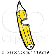 School Cartoon Of A Yellow Pencil Character 5 Royalty Free Vector Clipart by lineartestpilot