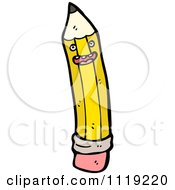 School Cartoon Of A Yellow Pencil Character 6 Royalty Free Vector Clipart by lineartestpilot