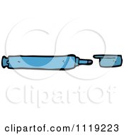 School Cartoon Of A Blue Marker Pen 3 Royalty Free Vector Clipart by lineartestpilot
