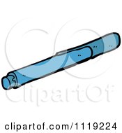 School Cartoon Of A Blue Marker Pen 4 Royalty Free Vector Clipart by lineartestpilot