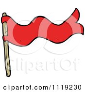 Clipart Of A Waving Red Flag 1 Royalty Free Vector Illustration