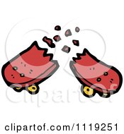 Vector Cartoon Of A Broken Red Skateboard Royalty Free Clipart Graphic