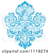 Blue Victorian Floral Damask Design Element 1