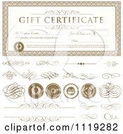 Poster, Art Print Of Gift Certificate With Swirls And Seals