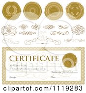 Poster, Art Print Of Certificate With Sample Text Seals And Swirls