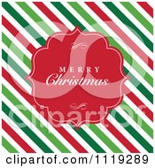 Poster, Art Print Of Merry Christmas Greeting In A Red Frame Over Diagonal Stripes