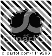 Black Frame With Swirls Over Diagonal Black White And Gray Stripes