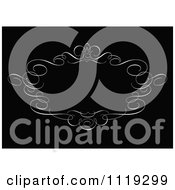 Clipart Of An Ornate White Swirl Frame On Black Royalty Free Vector Illustration