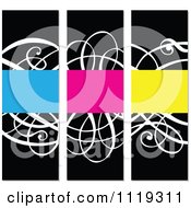 Poster, Art Print Of Ornate Swirl Invitation Panels With Bright Copyspace