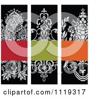 Ornate Victorian Floral Invitation Panels With Copyspace