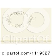 Poster, Art Print Of Ornate Swirl Frame With Copyspace And Horizontal Lines On Beige