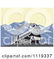 Poster, Art Print Of Retro Steam Engine Train In The Mountains