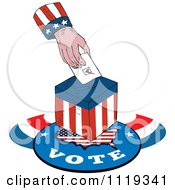 Poster, Art Print Of American Hand Inserting A Voters Ballot Into A Box
