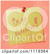 Cartoon Of A Handwritten Be My Valentine Message On A Pinned Note Royalty Free Vector Clipart