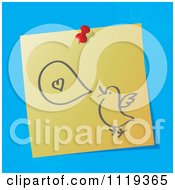 Poster, Art Print Of Sketched Talking Love Bird On A Pinned Note