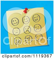 Poster, Art Print Of Sketched Moody Faces On A Pinned Note
