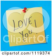 Handwritten Love You Message On A Pinned Note