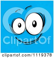 Cartoon Of A Happy Face On Blue Royalty Free Vector Clipart by MilsiArt