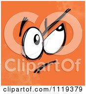 Cartoon Of A Skeptical Face On Orange Royalty Free Vector Clipart