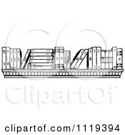 Clipart Of A Retro Vintage Black And White Shelf With Books Royalty Free Vector Illustration