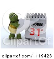 Clipart Of A 3d Tortoise Revealing A Halloween October 31st Calendar Day Royalty Free CGI Illustration by KJ Pargeter