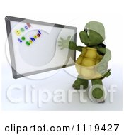 Clipart Of A 3d Tortoise Teacher Presenting Back To To School Magnets On A White Board Royalty Free CGI Illustration by KJ Pargeter