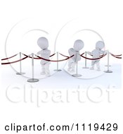 Poster, Art Print Of 3d White Characters Waiting In A Line