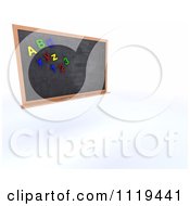 Clipart Of A 3d Black Board With Magnetic Numbers And Letters And Copyspace Royalty Free CGI Illustration