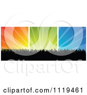 Poster, Art Print Of Silhouetted Crowd At A Concert Or Dance Over Colorful Rays 3