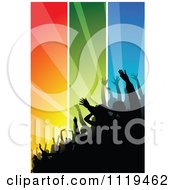 Poster, Art Print Of Silhouetted Crowd At A Concert Or Dance Over Colorful Rays 2