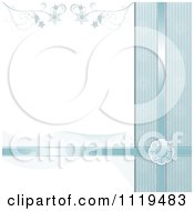 Poster, Art Print Of Blue Christmas Background With Satin Ribbons A Snowflake Wave And Flourish