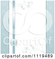 Poster, Art Print Of Christmas Background With Blue Snowflake Borders And A Ribbon With Vines On Copyspace