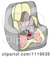Cartoon Of An African American Baby Girl In A Car Seat Royalty Free Clipart