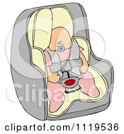 Cartoon Of A Caucasian Baby Girl In A Car Seat Royalty Free Clipart