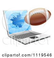 Football Flying Through And Shattering A 3d Laptop Screen