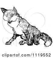 Clipart Of A Retro Vintage Black And White Fox Royalty Free Vector Illustration